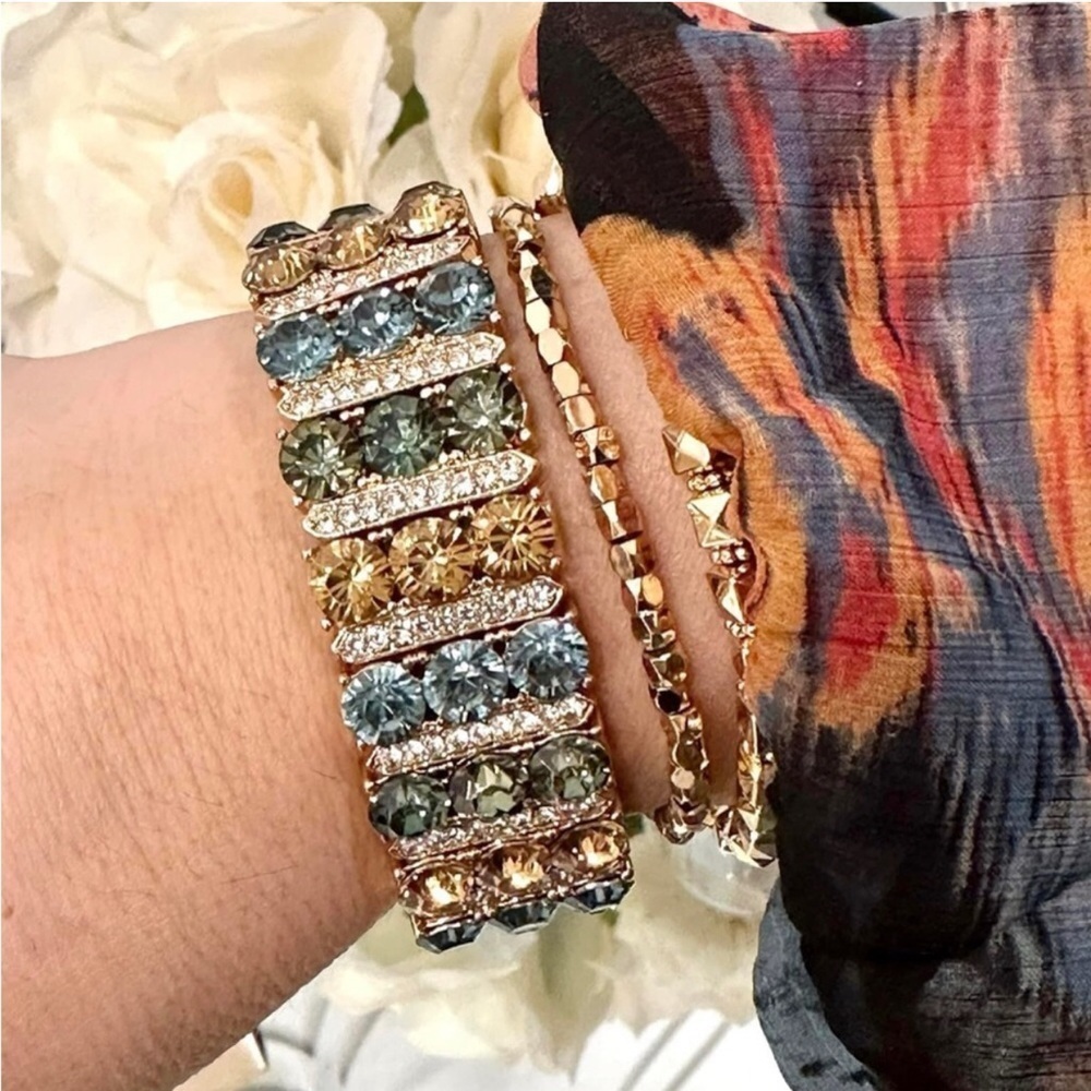 Park Lane Sage Bracelet Antique Gold, Sea Foam & Forest Green, Topaz Crystals - Picture 8 of 12